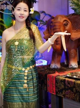 夏季网红泰国旅拍傣族民族舞蹈服装升级款六件套仙女写真西双版纳