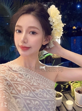 新款哨哆哩傣族头花手工仿真花鸡蛋花儿童成人舞蹈服装写真发饰女