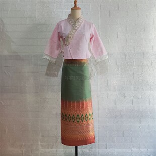 西双版纳春秋款傣族服装女装中袖上衣高腰半身裙套装民族舞蹈演出