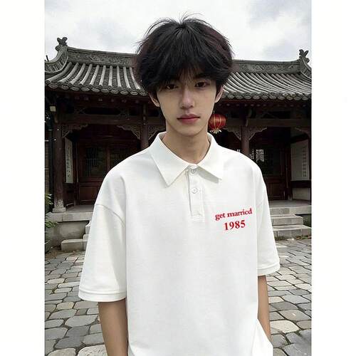 polo衫短袖t恤男生小众日系夏季宽松oversize学院风上衣服ins潮流