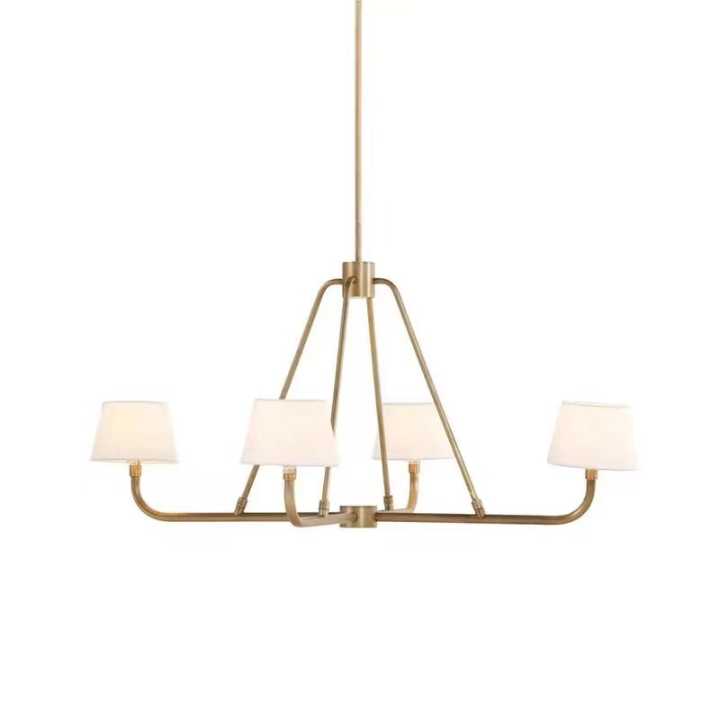 美式全铜简约现代别墅酒店客厅餐厅长形枝型吊灯布艺大气欧式轻奢,家装灯饰光源,客厅吊灯,淘宝优惠券,粉丝福利购,淘宝优惠卷