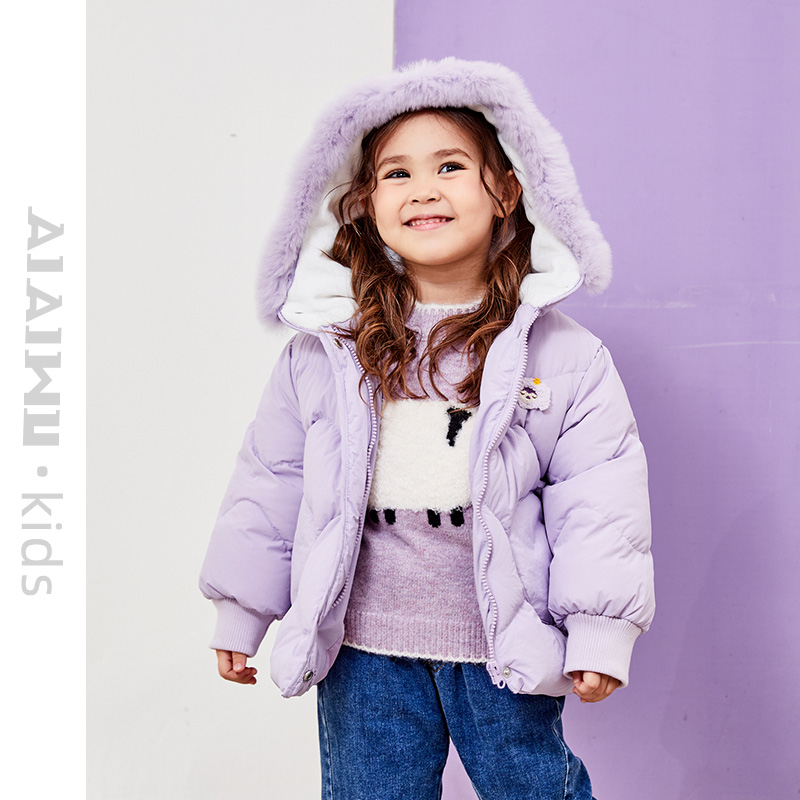 艾艾屋女童上衣2024冬季新品幼小童圆领毛衣可爱提花线衣YNWM07