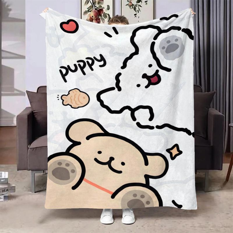 线条小狗毛毯卡通法兰绒学生午睡毯子办公室沙发休闲毯夏季空调毯