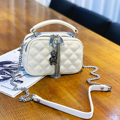 韩版菱格链条斜挎小包女