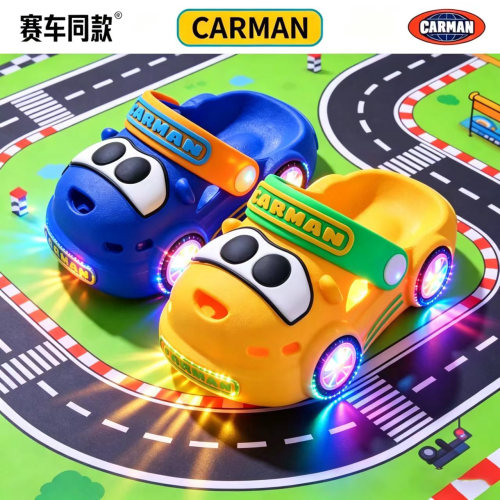 亮灯男童夏季发光包头防滑洞洞鞋