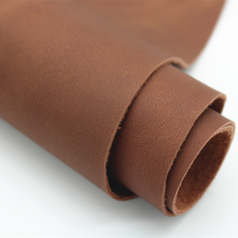 头层牛皮皮料真皮整张红棕磨砂皮