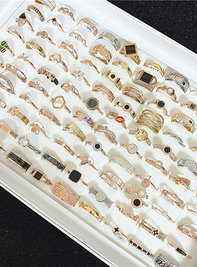 欧美新款炉内金钛钢大牌贝母戒指