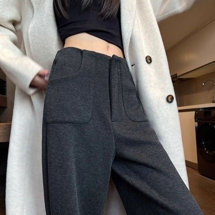2025秋冬季窄版阔腿裤女高腰加绒高质量羊毛呢西装裤休闲直筒裤潮,女装/女士精品,休闲裤,淘宝优惠券,粉丝福利购,淘宝优惠卷