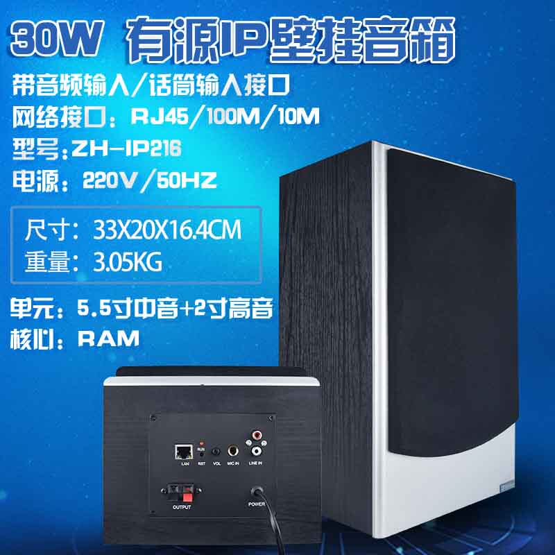 flykace IP有源音箱校园广播网络音箱系统有源壁挂IP有源监听音箱