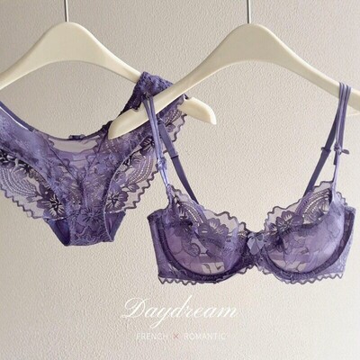紫色果然很有韵味！法式性感纯欲薄款蕾丝网纱文胸套装内衣内裤女