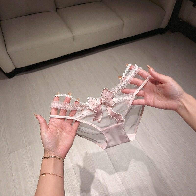 被这个蝴蝶结小内内甜到了～性感纯欲少女粉细带蕾丝网纱透明内裤,女士内衣/男士内衣/家居服,女三角裤,淘宝优惠券,粉丝福利购,淘宝优惠卷