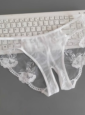 玫瑰花的契约！性感透明网纱蕾丝刺绣低腰内裤~性感火辣镂空诱惑~