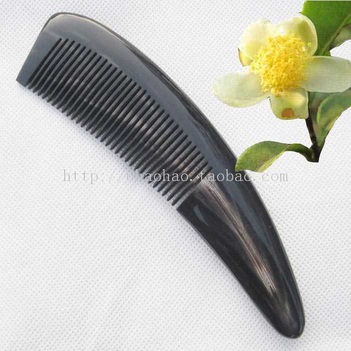 原牛角状水牛角梳子天然纯手工保健按摩梳弯月防脱发梳大号特价