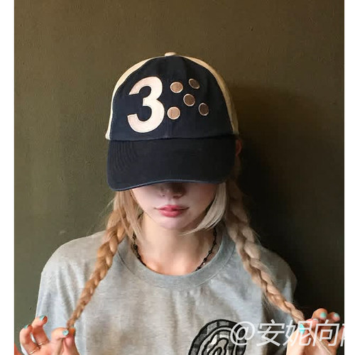 杨超越同款复古3圆点刺绣棒球帽