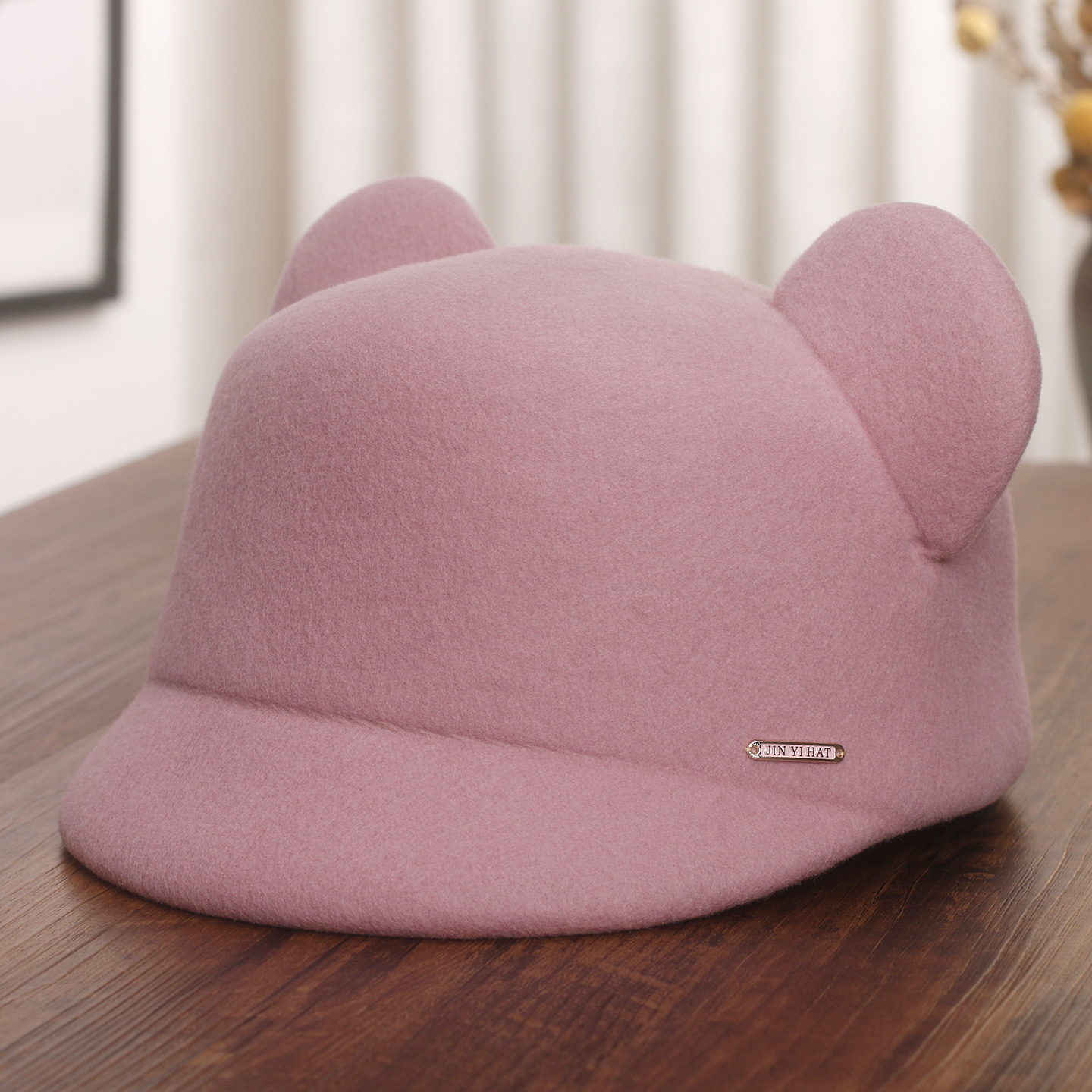 日系可爱猫耳朵羊毛呢马术帽女潮