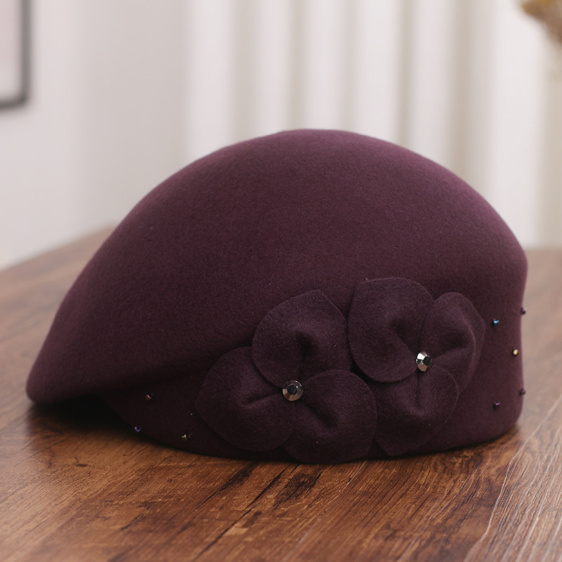 帽子女士秋冬优雅花朵羊毛呢鸭舌贝雷帽韩版气质空姐帽时尚小礼帽,服饰配件/皮带/帽子/围巾,帽子,淘宝优惠券,粉丝福利购,淘宝优惠卷