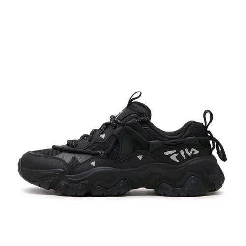 FILA 猫爪5代 老爹鞋轻便增高复古厚底时尚 黑色 3仓