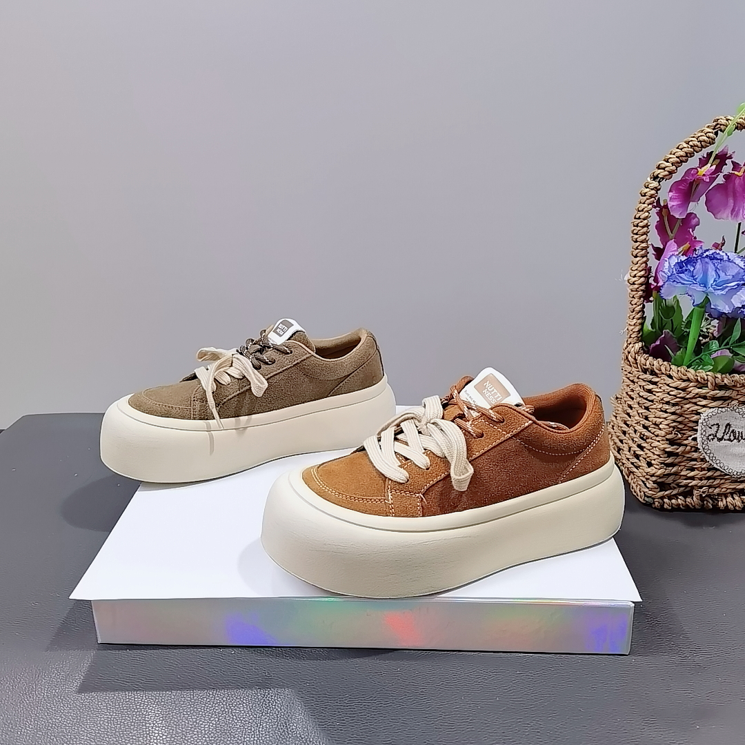 春秋真皮厚底系带休闲板鞋脏脏鞋