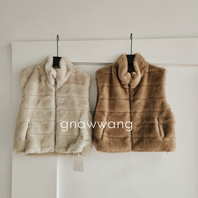 气质轻奢立领仿水貂绒毛绒马甲女