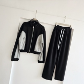 休闲运动套装 减龄流行风格 运动穿搭女拼色拉链立领卫衣卫裤 2025潮