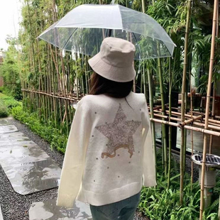 套装 法式 休闲名媛毛衣时尚 针织开衫 小香风五角星刺绣软糯背心长袖