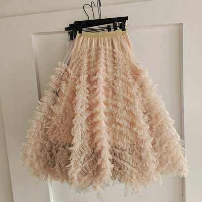 梦幻网纱大裙摆蛋糕裙多层荷叶边