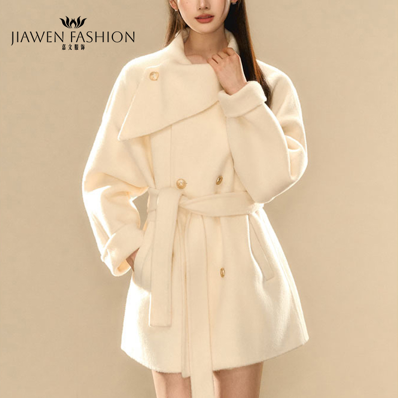 毛呢羊毛外套女2025冬千金赫本风高级感新款毛呢韩式双面大衣女