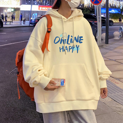 情侣连帽卫衣秋冬季2024新款潮牌ins衣服加绒加厚重磅男士外套