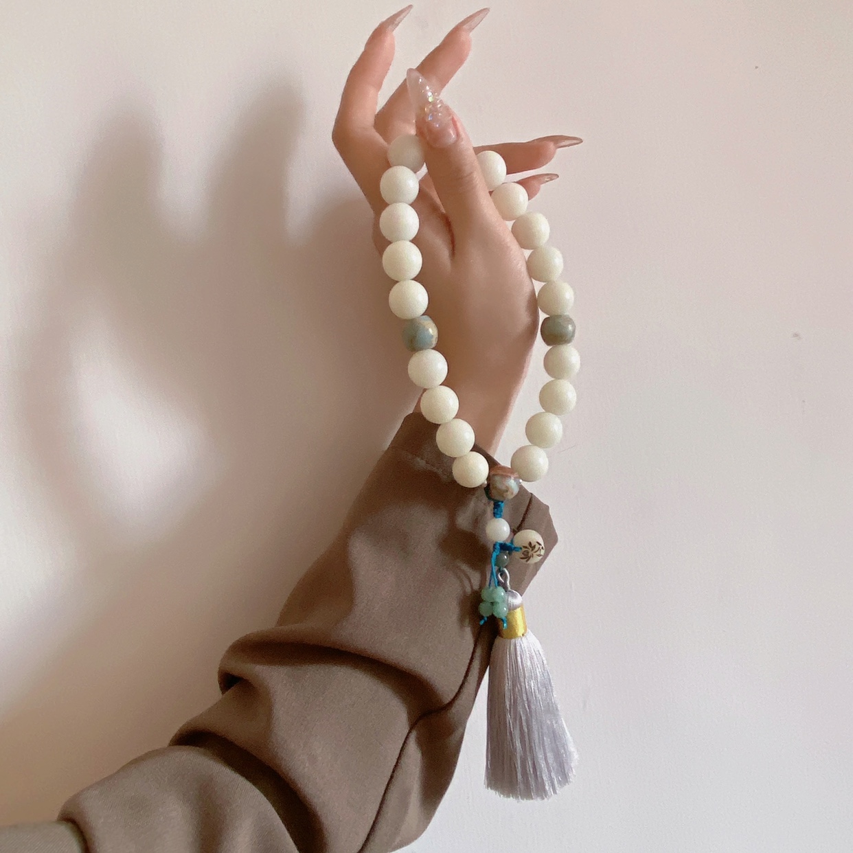 白玉菩提子手串十八文玩念珠女