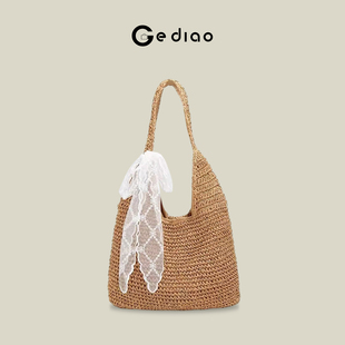 格调studio夏天爆款沙滩草编织大包2026年托特包旅游大容量单肩包