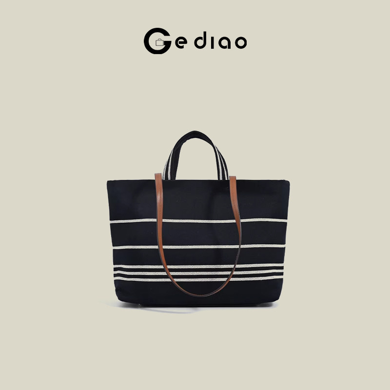 格调studio韩系条纹牛仔托特包女休闲通勤风手提包简约单肩斜挎包,箱包皮具/热销女包/男包,托特包,淘宝优惠券,粉丝福利购,淘宝优惠卷