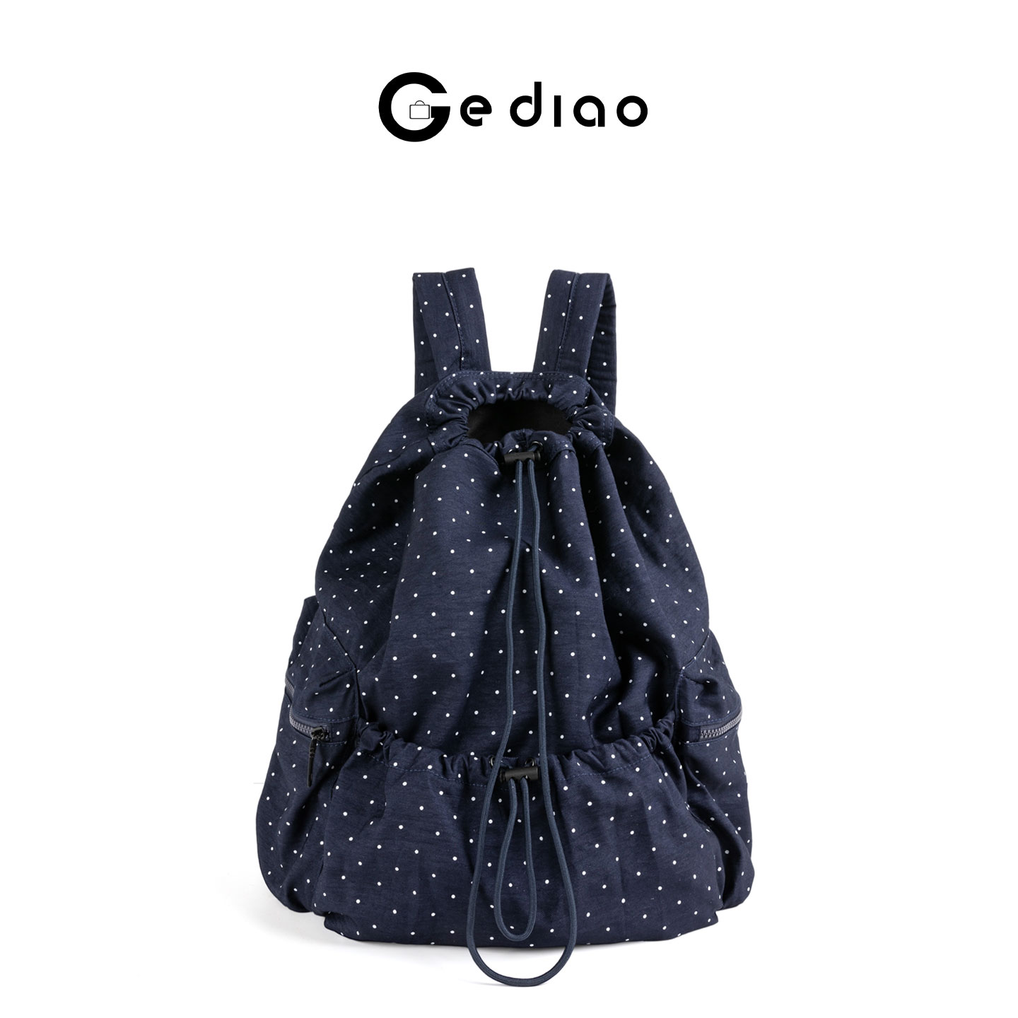 复古甜美少女波点帆布双肩包包