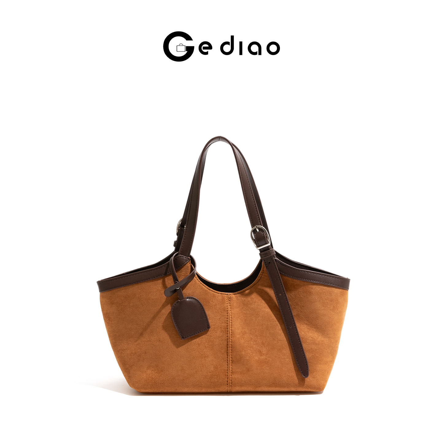 复古秋冬撞色麂皮绒包通勤菜篮子