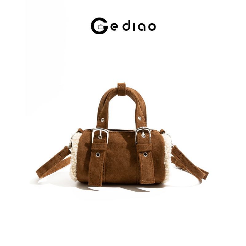 韩系学院风绒面包2025秋冬圆筒包