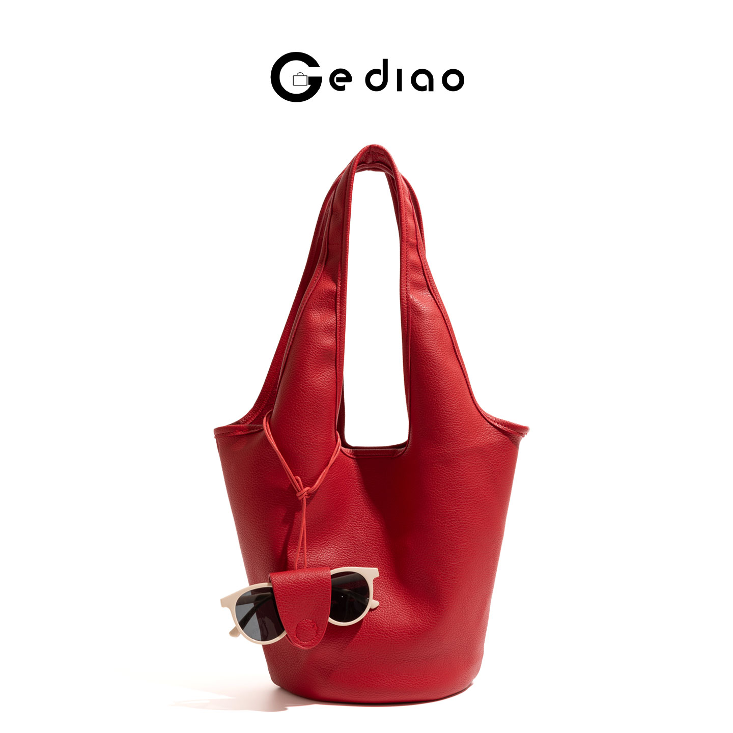 韩系简约软皮pu红色包包女款