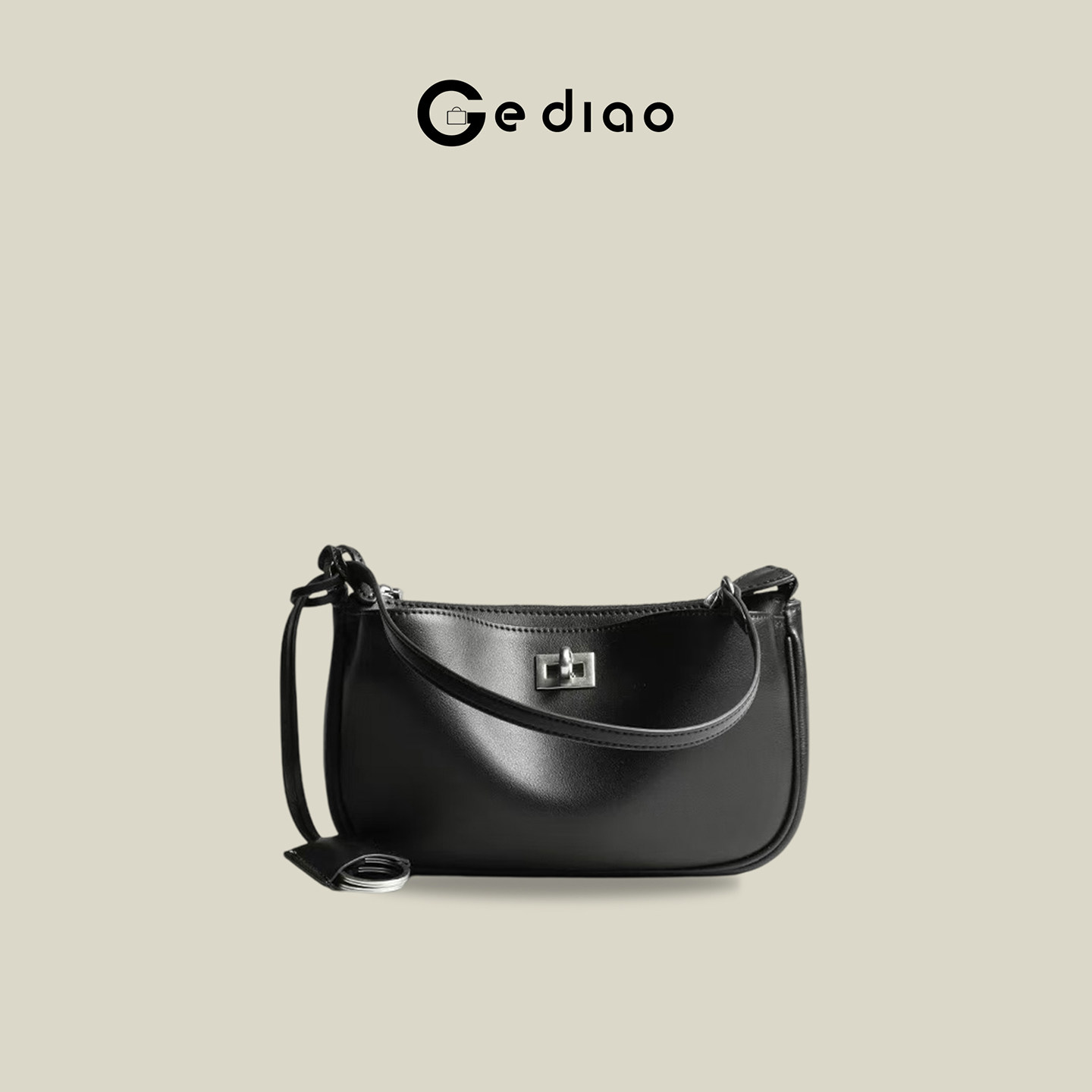 格调studio高级感腋下包真皮锁扣斜挎单肩包女机车手提包2026新款,箱包皮具/热销女包/男包,腋下包,淘宝优惠券,粉丝福利购,淘宝优惠卷