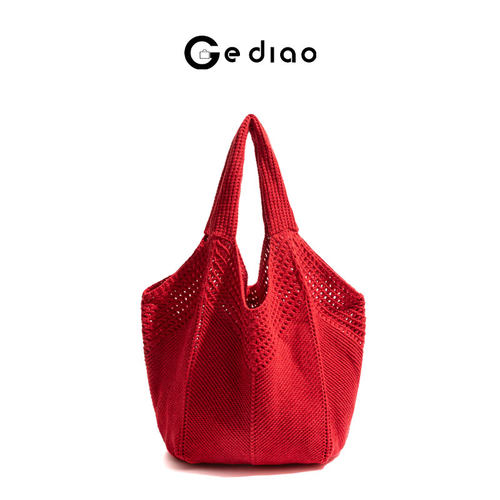 森系文艺风编织红色包包女款