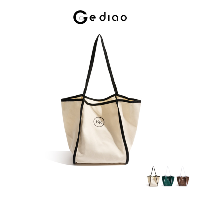 格调studio韩系ins风简约帆布包包学生上课百搭慵懒风手提单肩包