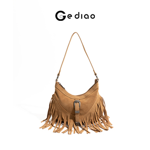 格调studio复古小众设计流苏麂皮包包高级感腋下包通勤手提单肩包