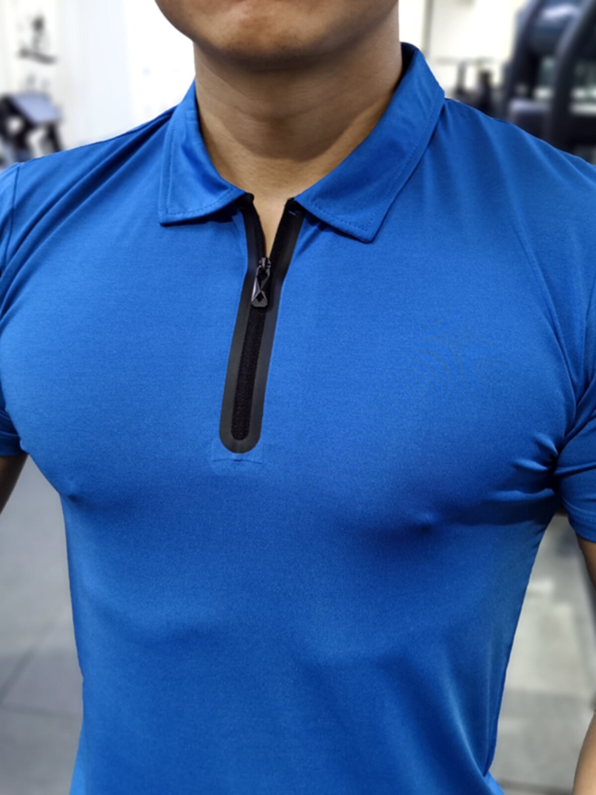 Sports lapel short-sleeved T-shirt men's summer quick-drying breathable elastic running casual simple loose fitness POLO shirt