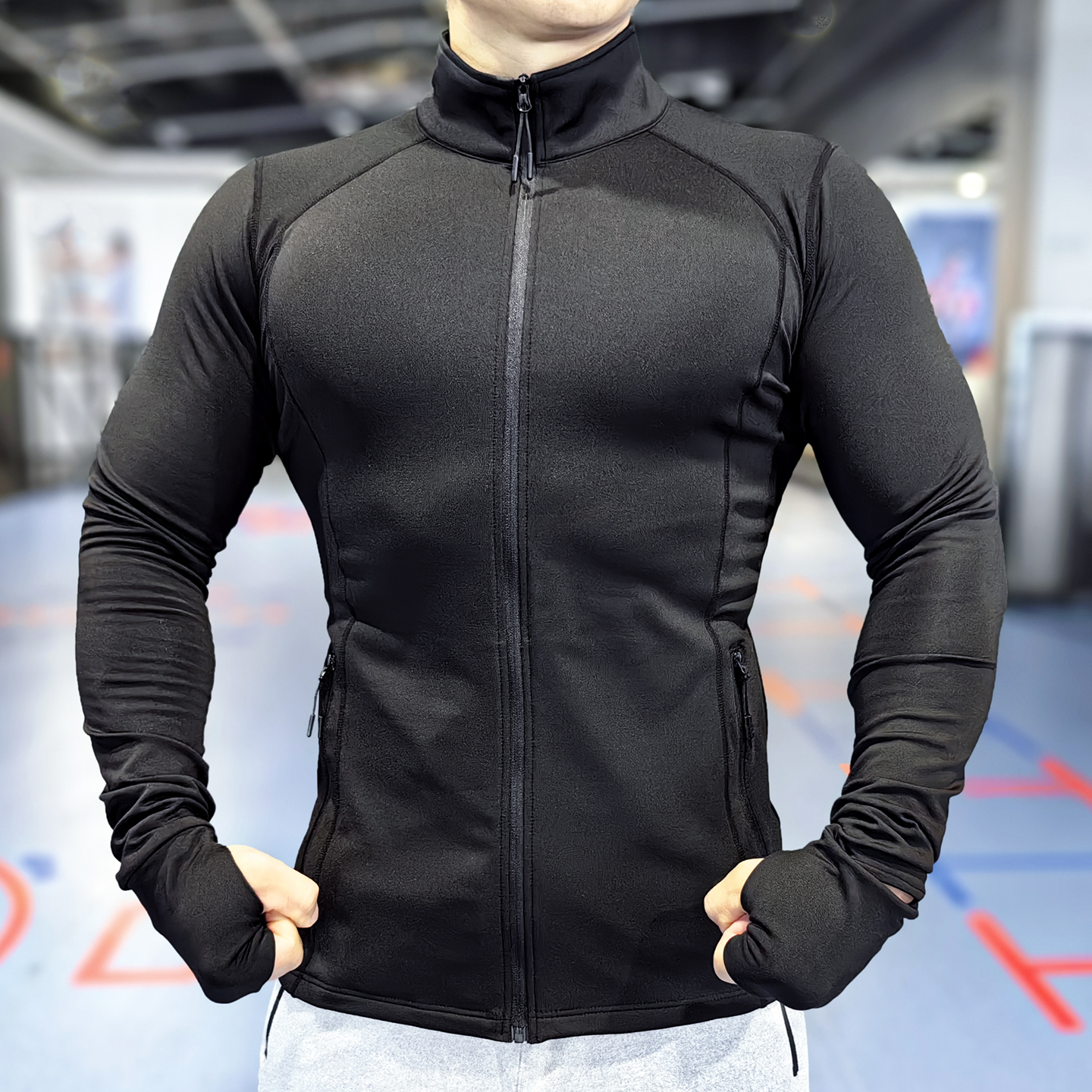 跑步外套长袖紧身衣男速干健身服