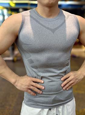 健身训练背心男夏季弹力压缩紧身衣坎肩跑步运动速干透气无袖T恤