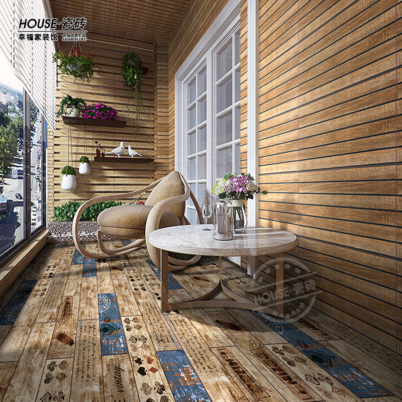 美式乡村仿木纹仿古砖阳台卫生间阳光房墙砖文化石庭院地砖300600