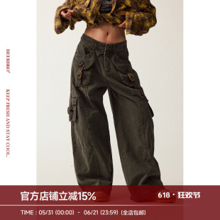 BeerBro『新启旅途』细腻洗水棉贴肤舒适皮带扣工装休闲裤女