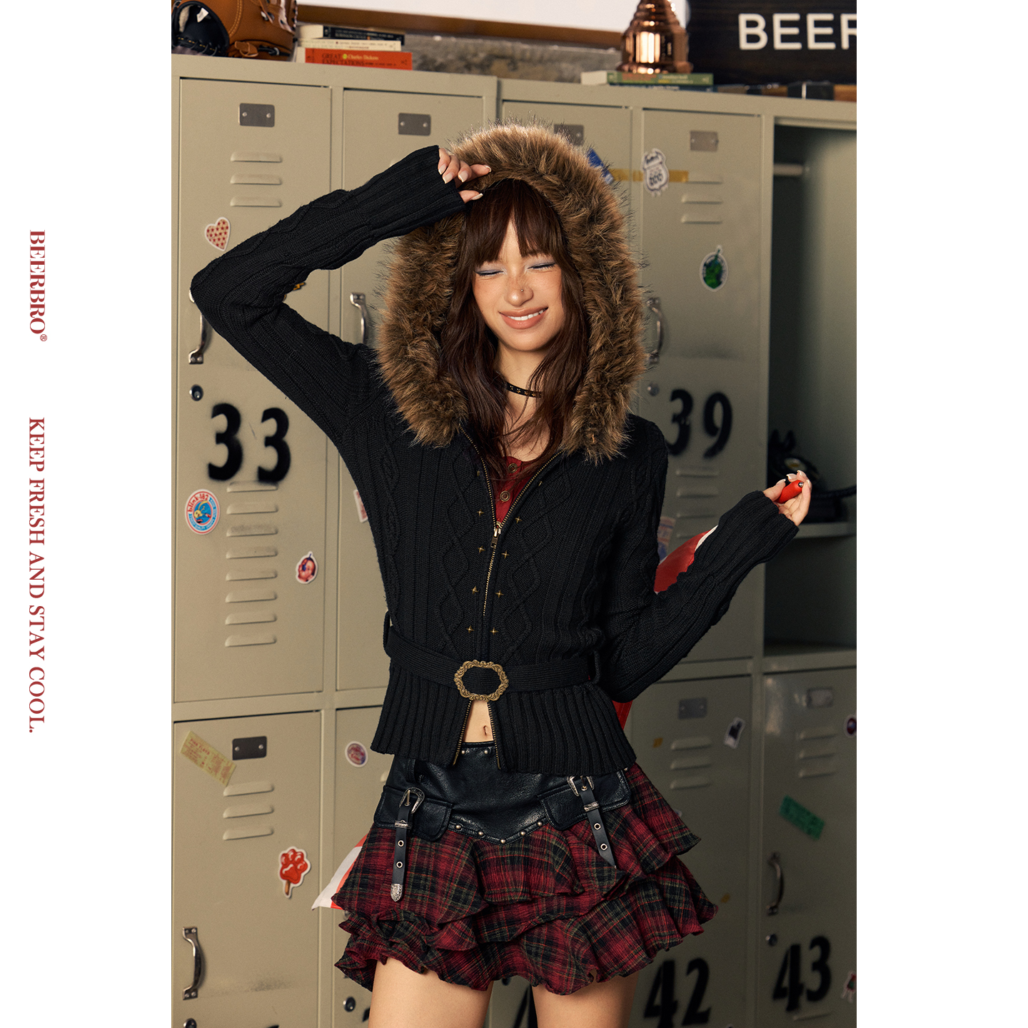 BeerBro『CITY MOTO』亲肤绵羊毛显瘦又百搭辣妹修身毛衣外套