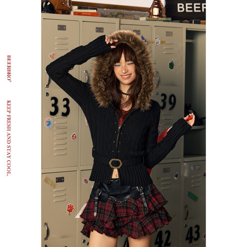 BeerBro『CITY MOTO』亲肤绵羊毛显瘦又百搭辣妹修身毛衣外套