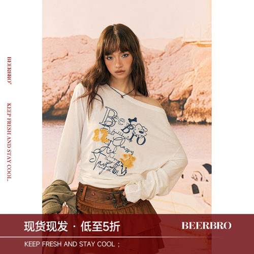 BeerBro『风帆运动社』轻松拿捏萌趣撞色狗狗贴布透感防晒长袖T恤