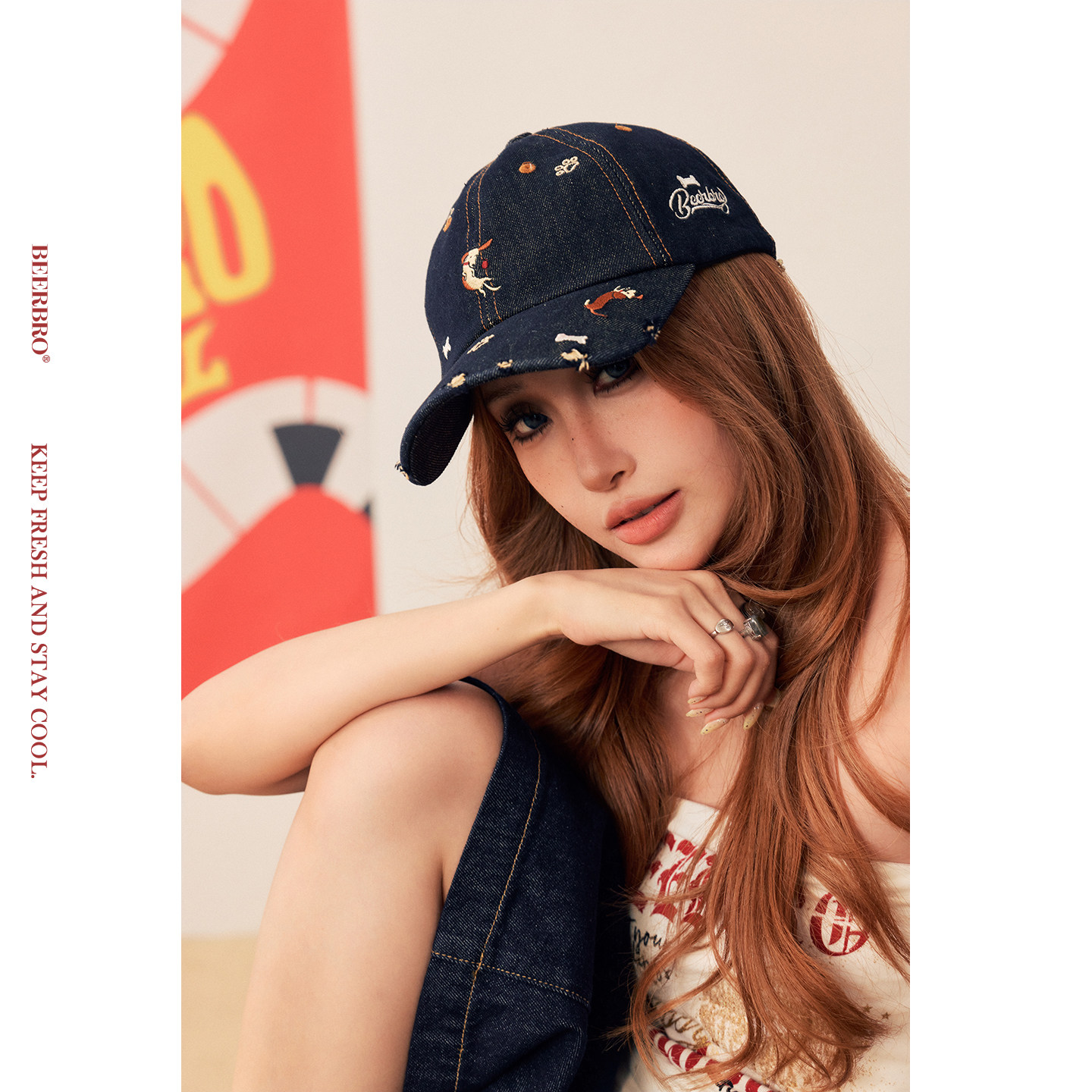 BeerBro『狂欢音乐节』美式满狗立体刺绣牛仔原牛棒球帽帽子