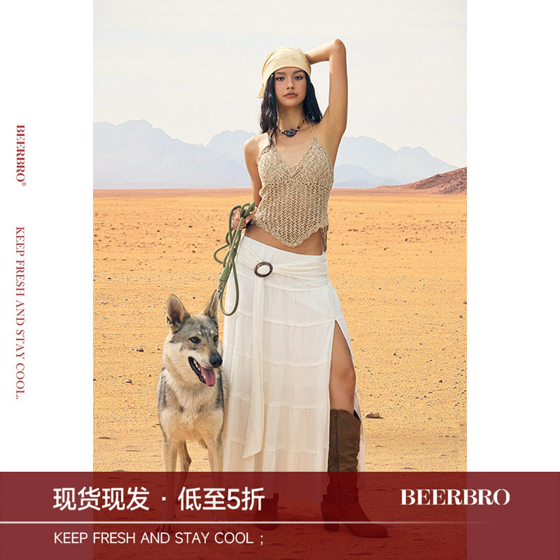 BeerBro『非洲大迁徙』亚麻度假风开叉辣妹蛋糕半身长裙女夏季,女装/女士精品,半身裙,淘宝优惠券,粉丝福利购,淘宝优惠卷