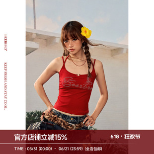 BeerBro『出逃西海岸』莱赛尔甜酷辣妹显瘦字母印花烫钻吊带夏季